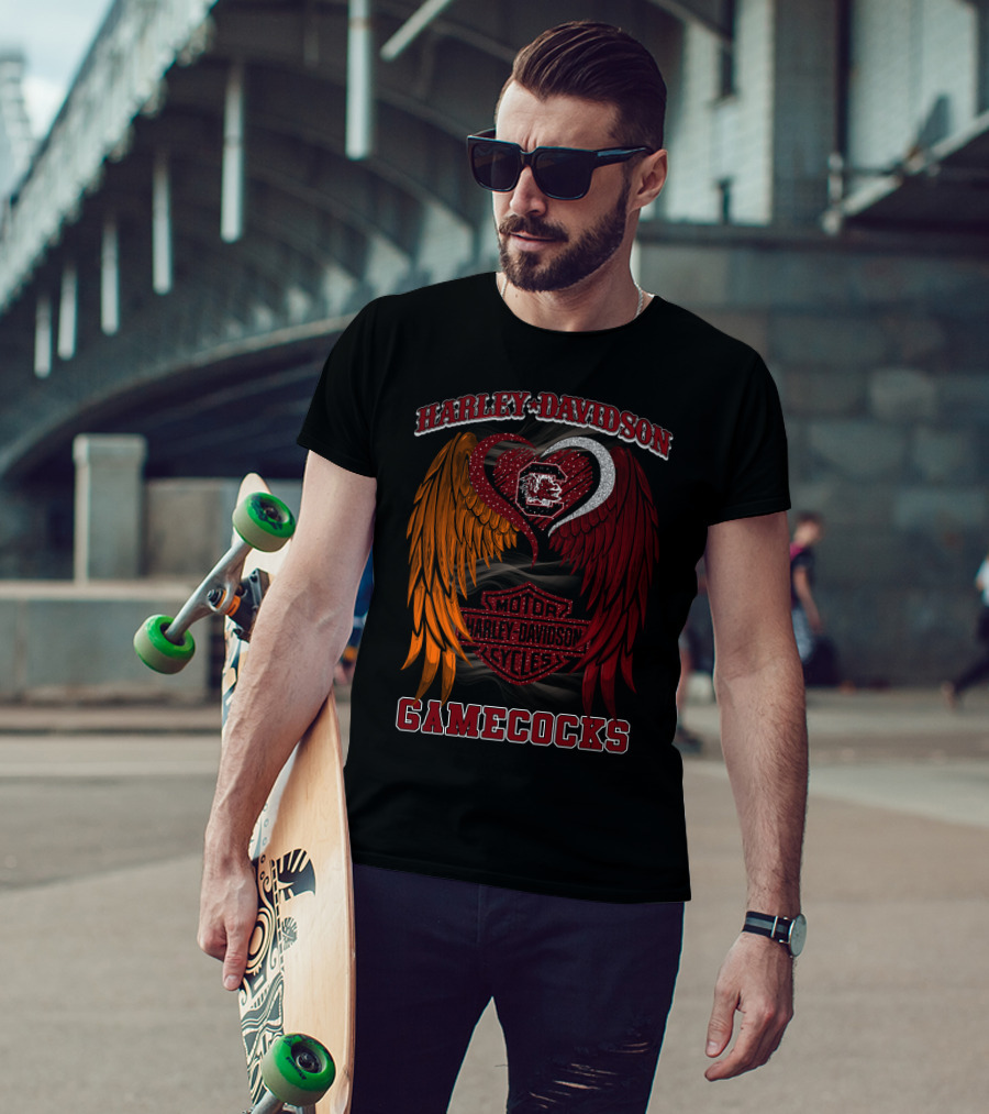 Harley Davidson South Carolina Gamecocks Motorcycles Wings T-Shirt