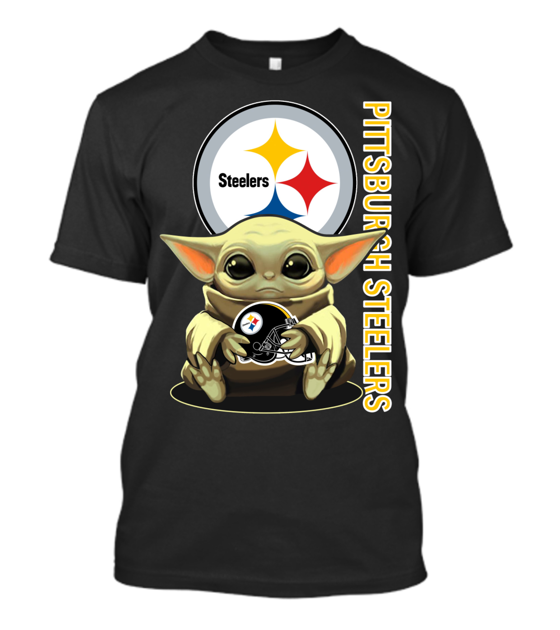 Pittsburgh Steelers Baby Yoda With Helmet T-Shirt