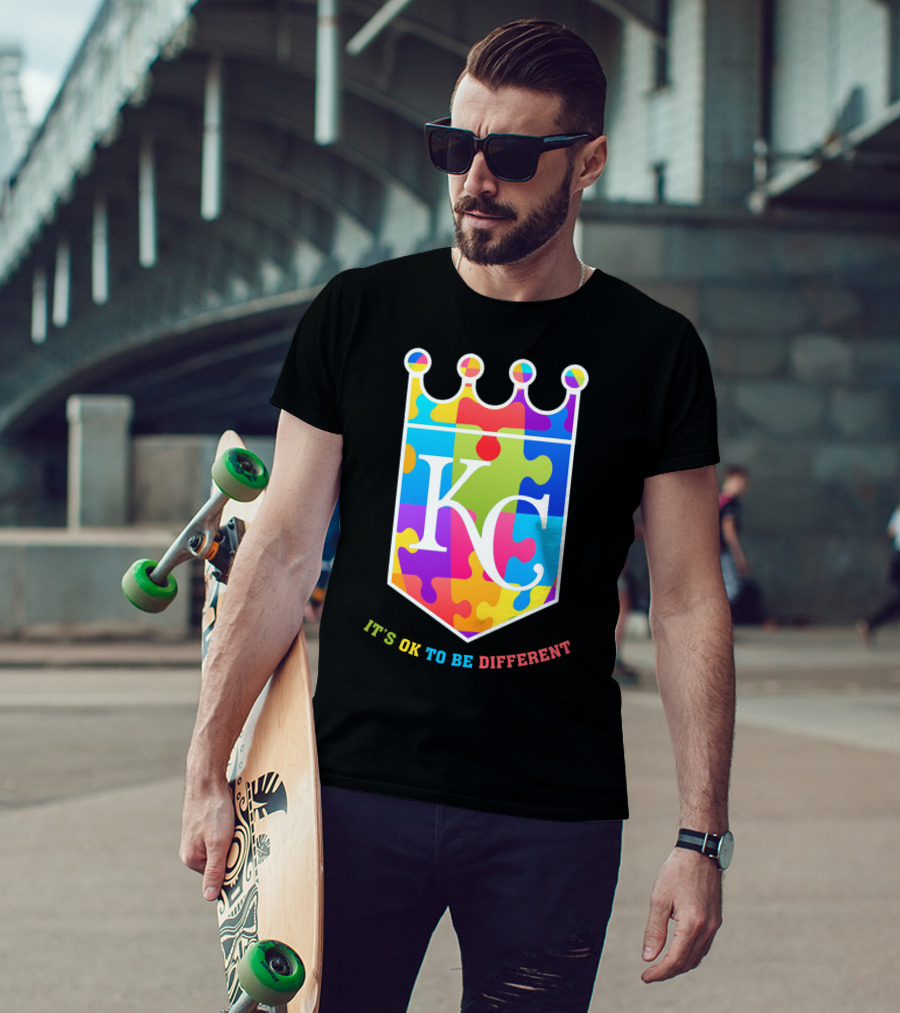 Kansas City Royals KC Puzzle Crown It's OK To Be Different T-Shirt