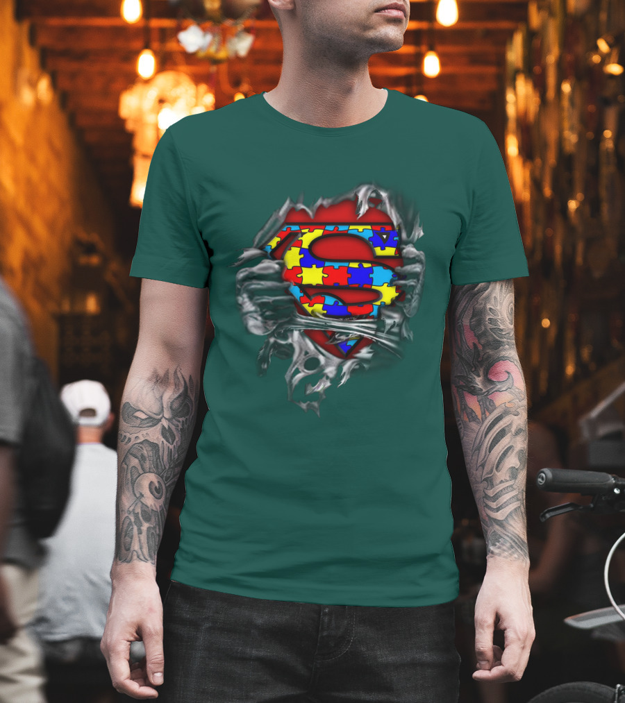 Superman Autism Strong Puzzle T-Shirt