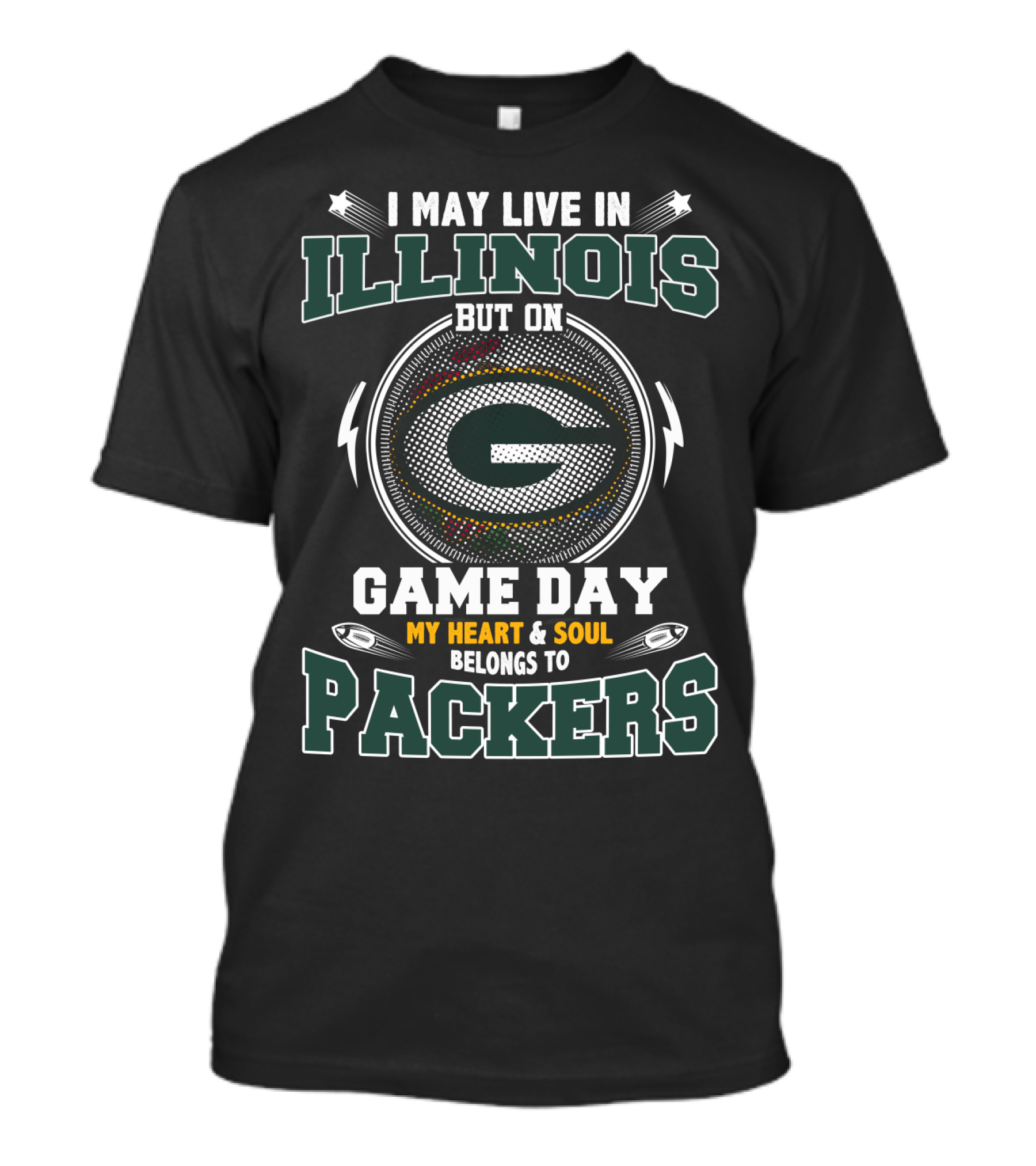 ILLINOIS GAME DAY MY HEART And SOUL BELONGS TO PACKERS T-Shirt
