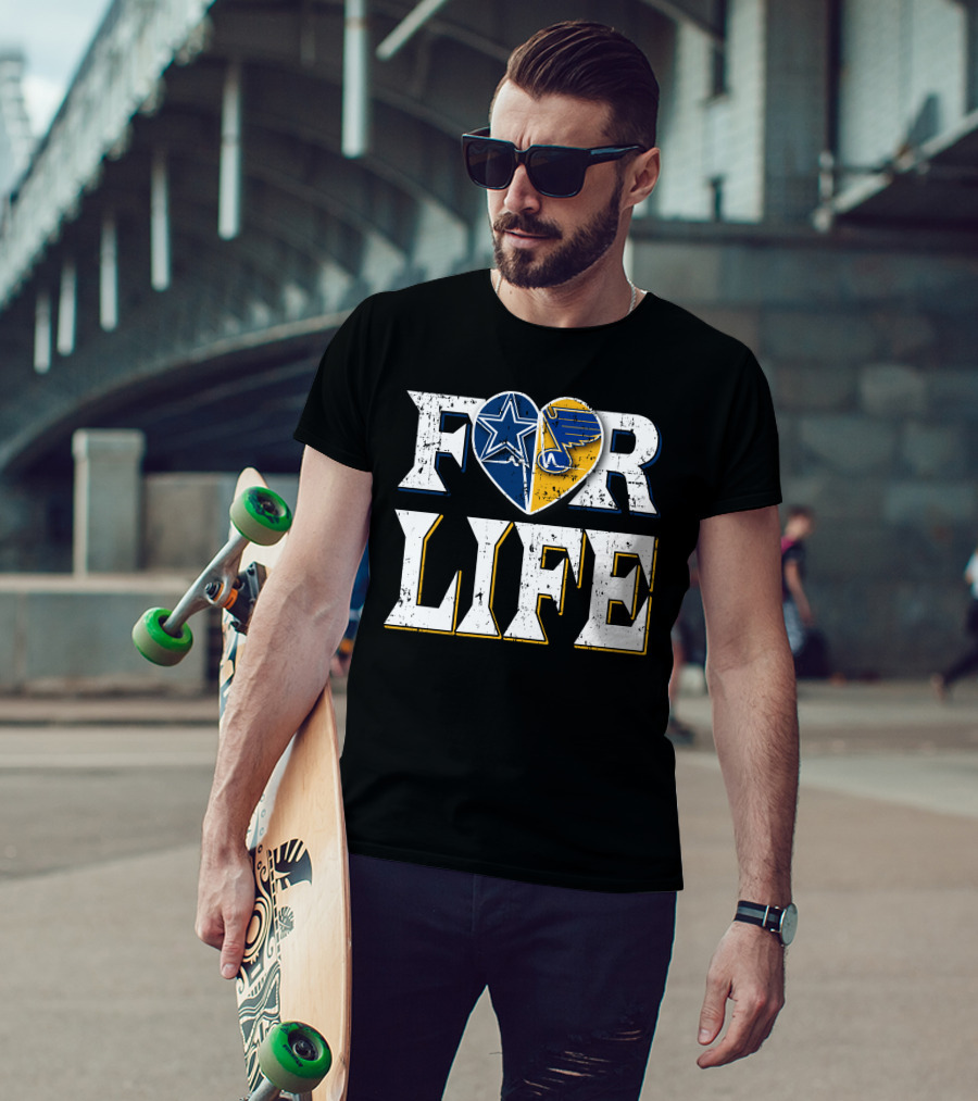 For Life Cowboys Blues Heart Star T-Shirt