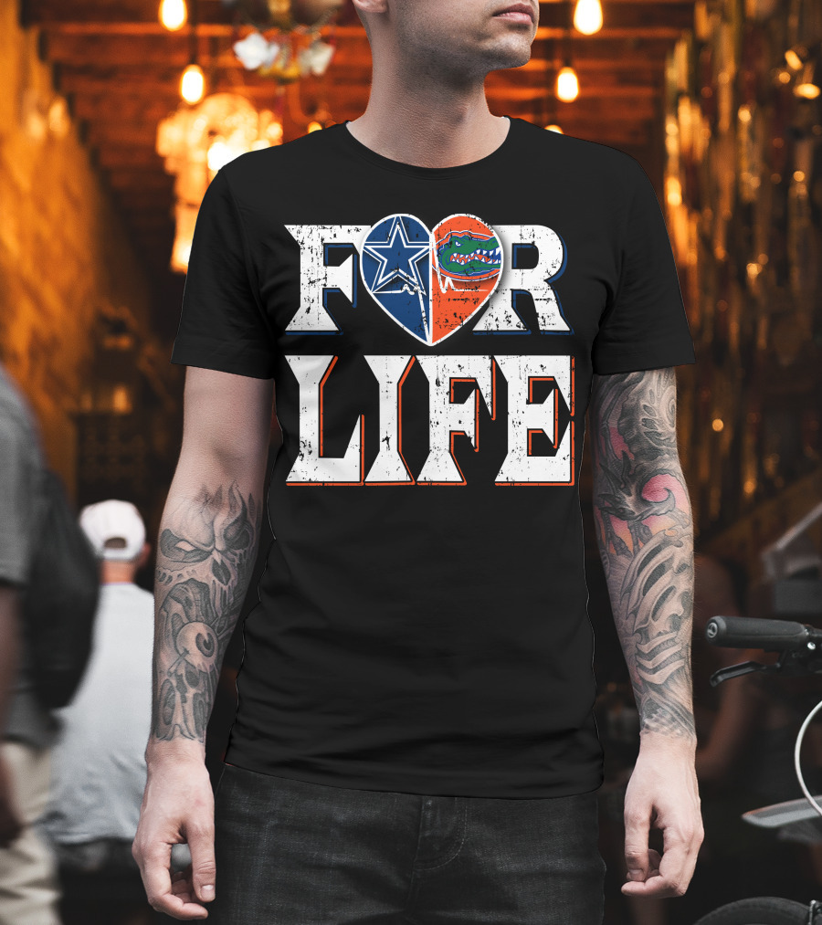 For Life Cowboys Gators Heart T-Shirt