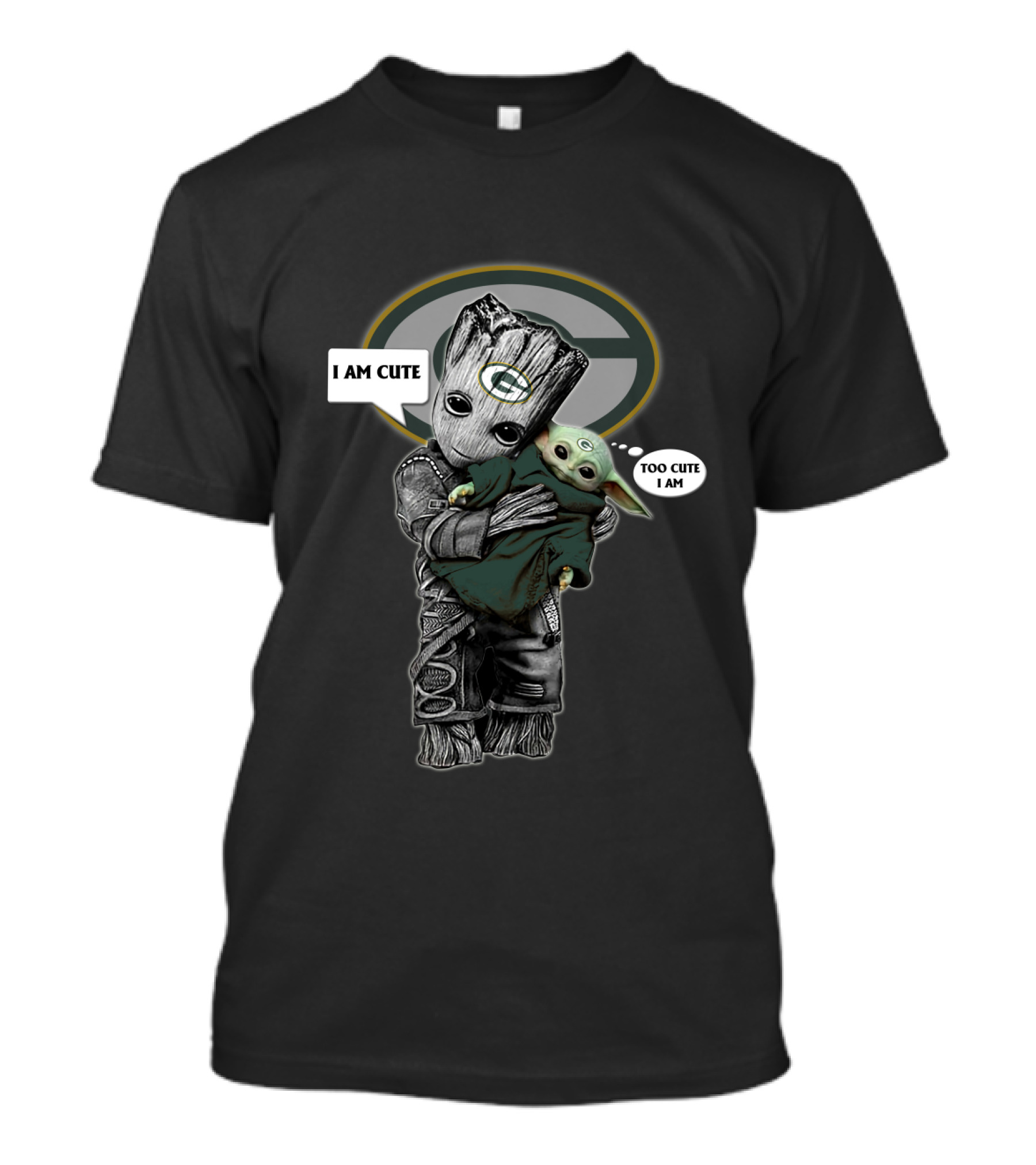 Gbp 010 Nfl Yodast Green Bay Packers Baby Groot And Yoda Cuteness T-Shirt