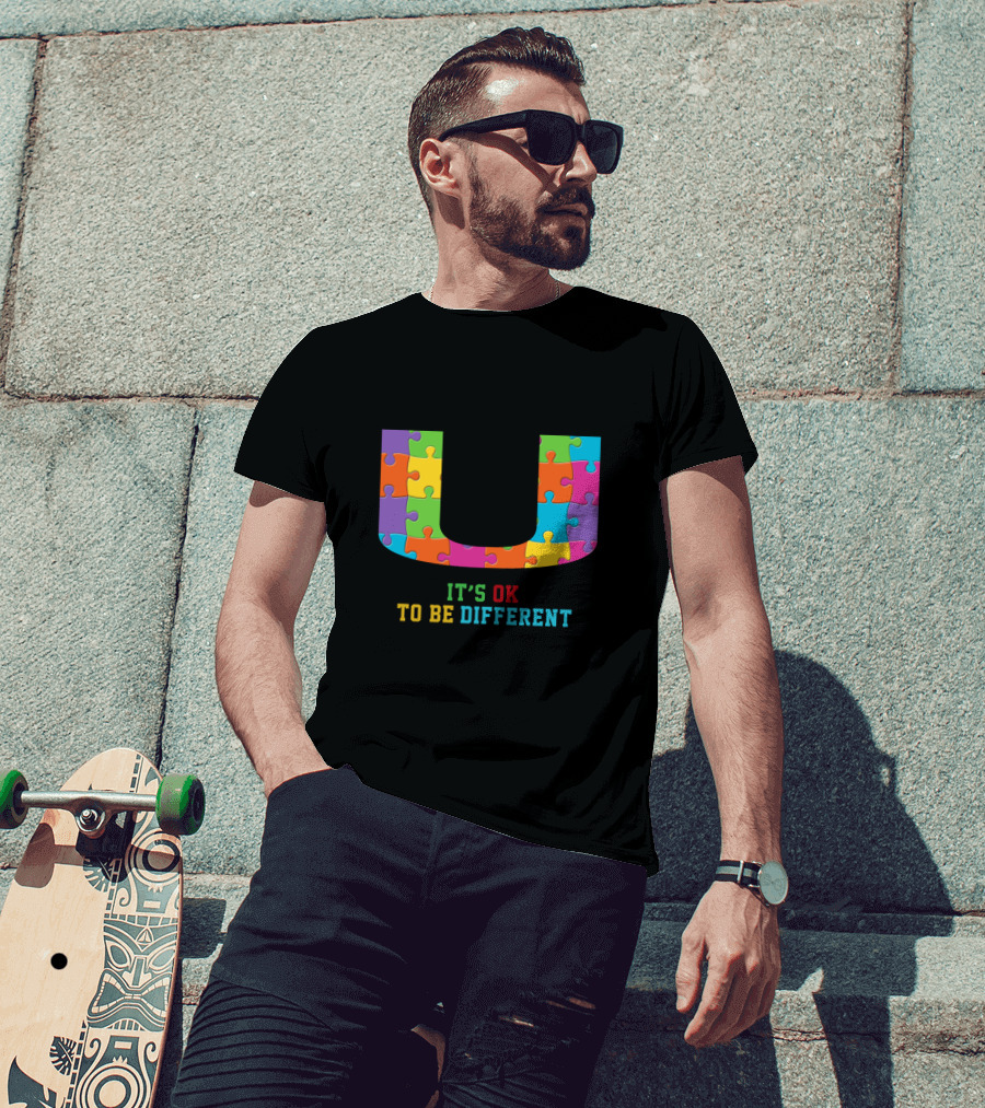 U It's Ok To Be Different Puzzle Pieces T-Shirt