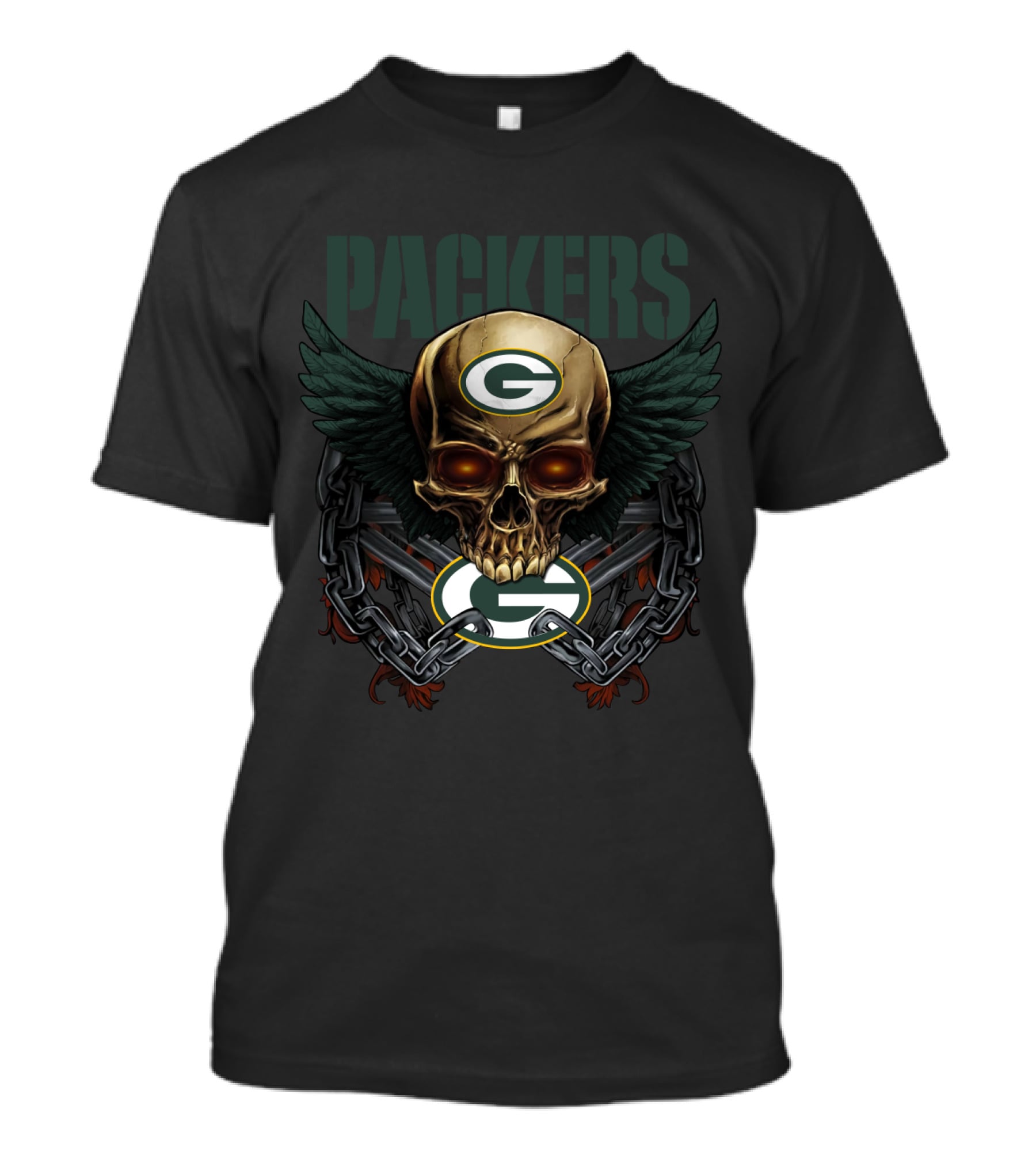 Packers Skull With Wings And Chains Nflgbp Dh T-Shirt