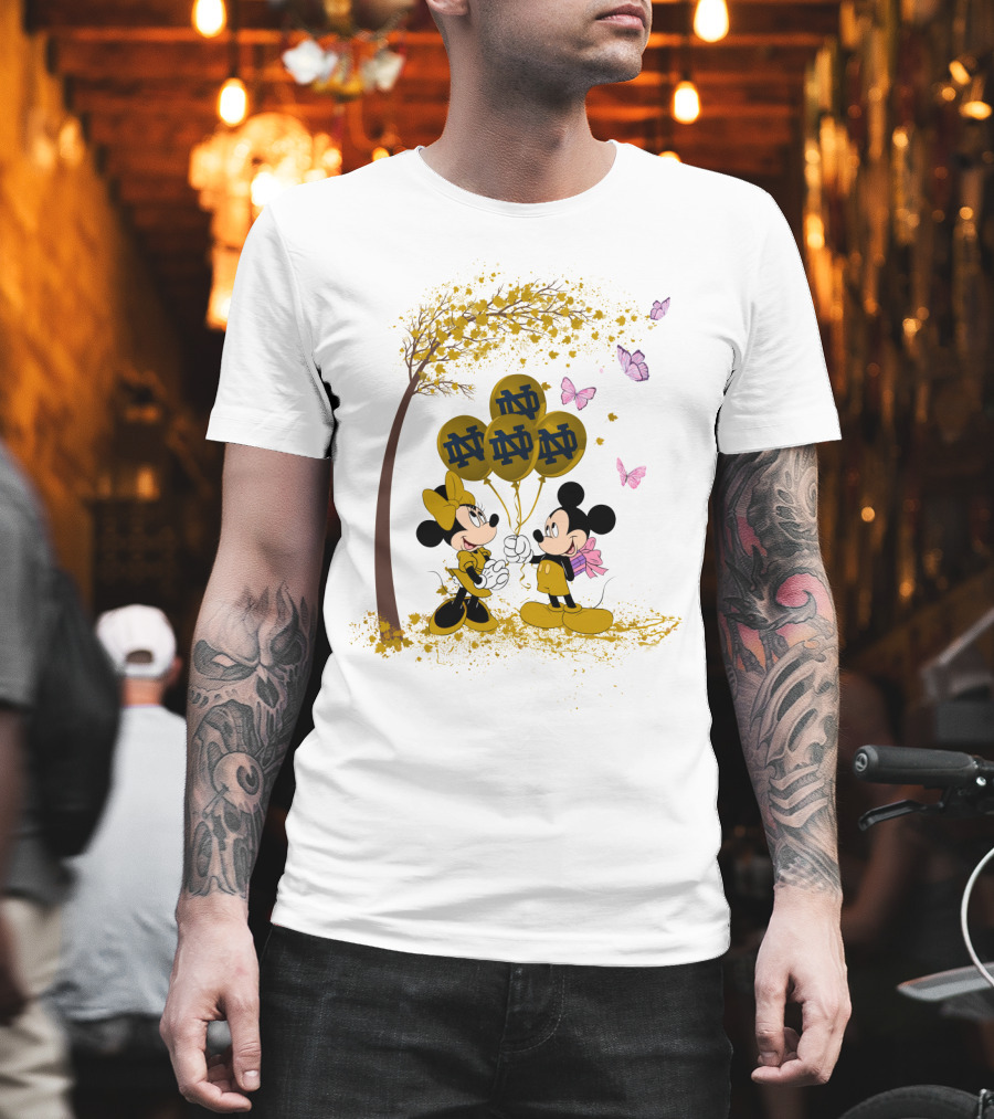 Ncaa Notre Dame Fighting Irish Minnie And Mickey Balloons T-Shirt