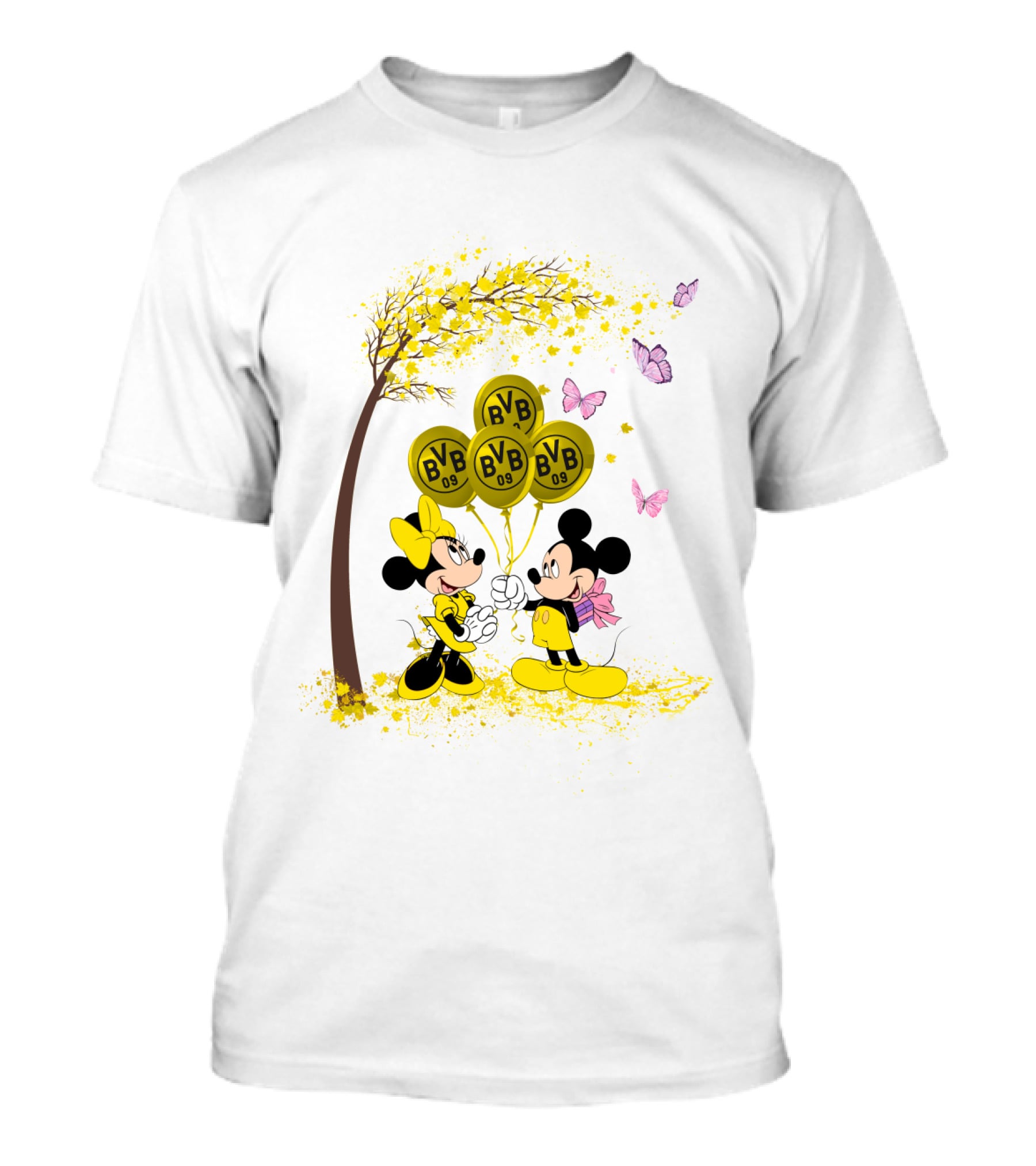 Borussia Dortmund BVB 09 Mickey And Minnie Balloons Bundesliga T-Shirt