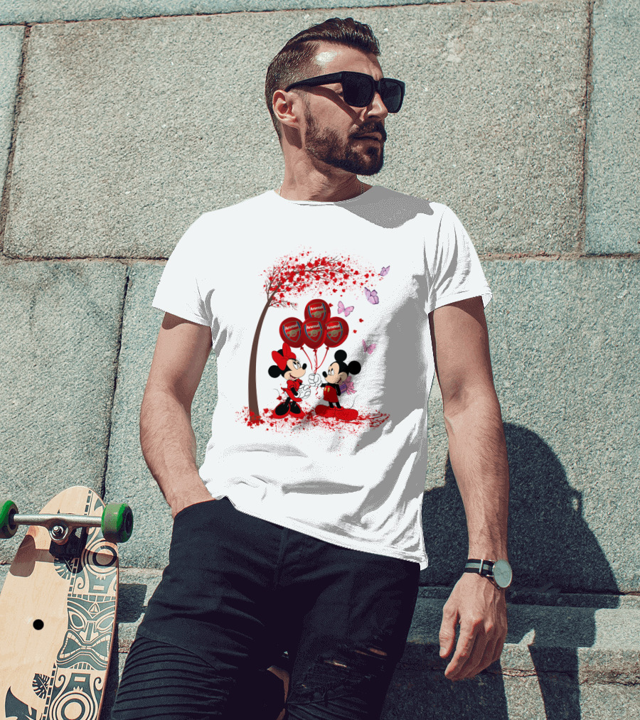 DH 29 Premier League Arsenal Mickey Minnie Balloons T-Shirt