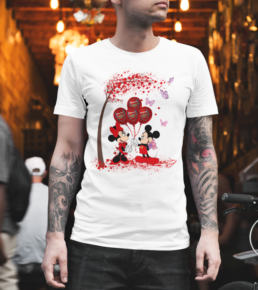 DH 29 Premier League Arsenal Mickey Minnie Balloons T-Shirt