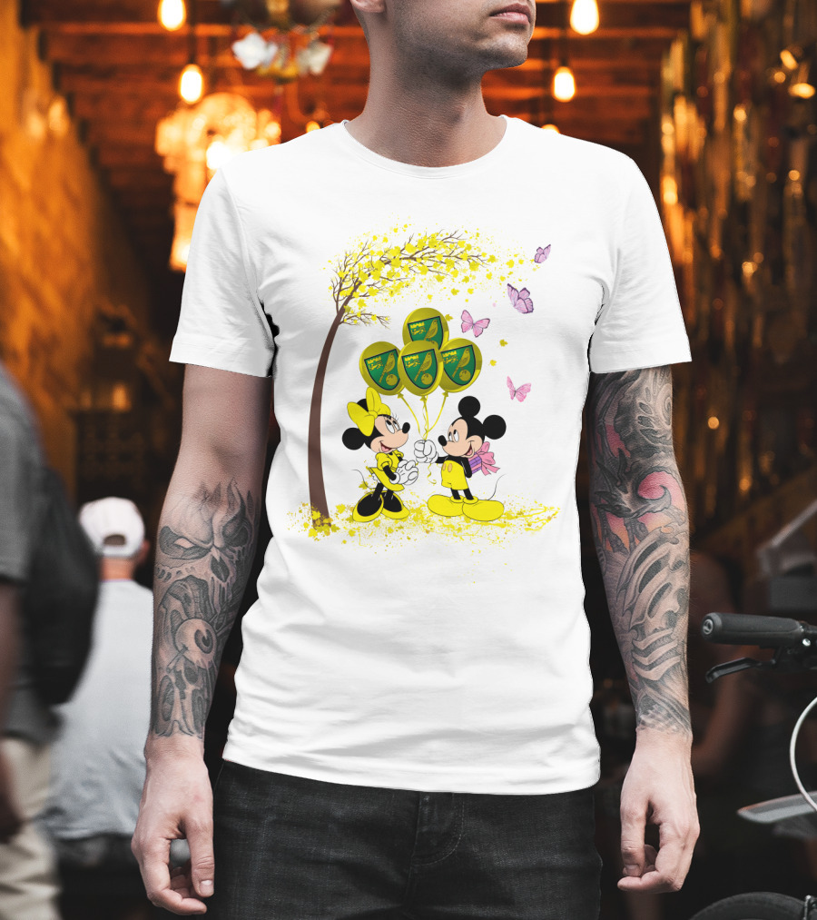 DH 29 Premier League Norwich City Mickey Minnie Balloons T-Shirt