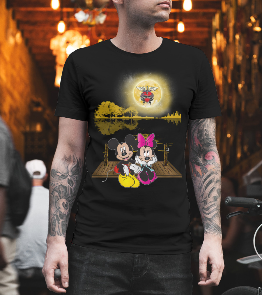 Mickey Minnie Romantic Moonlit Bon Jovi Dock Scene T-Shirt