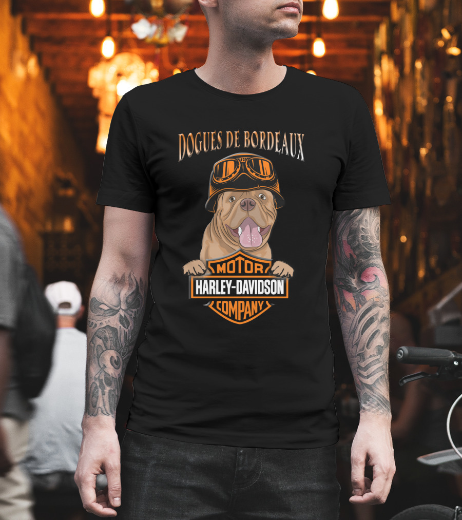 Dogue De Bordeaux Harley Davidson Motorcycle Goggles T-Shirt