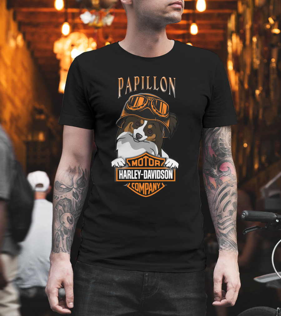 Papillon Harley Davidson Motor Company Dog Goggles T-Shirt
