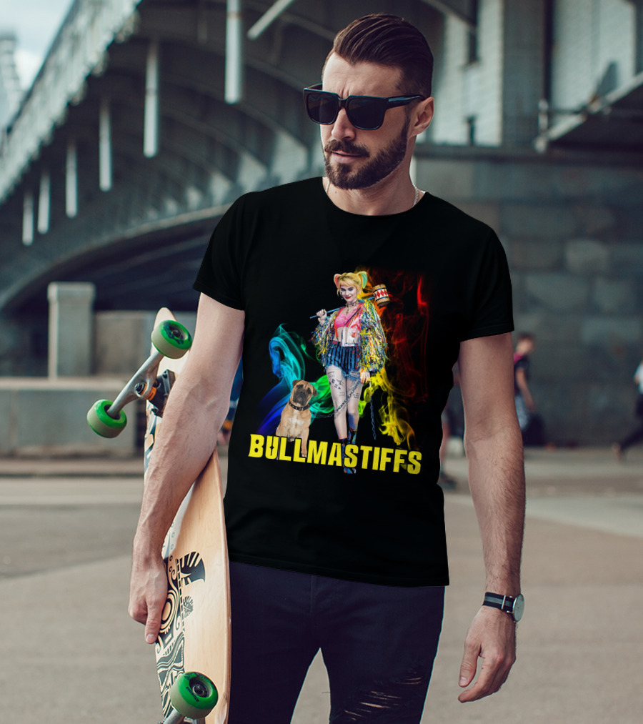 Harley Quinn Bullmastiffs Colorful Smoke Hammer T-Shirt