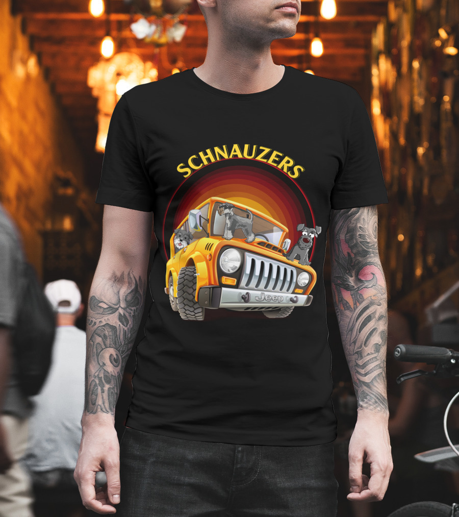 Schnauzers Jeep Adventure In Orange Cruiser T-Shirt