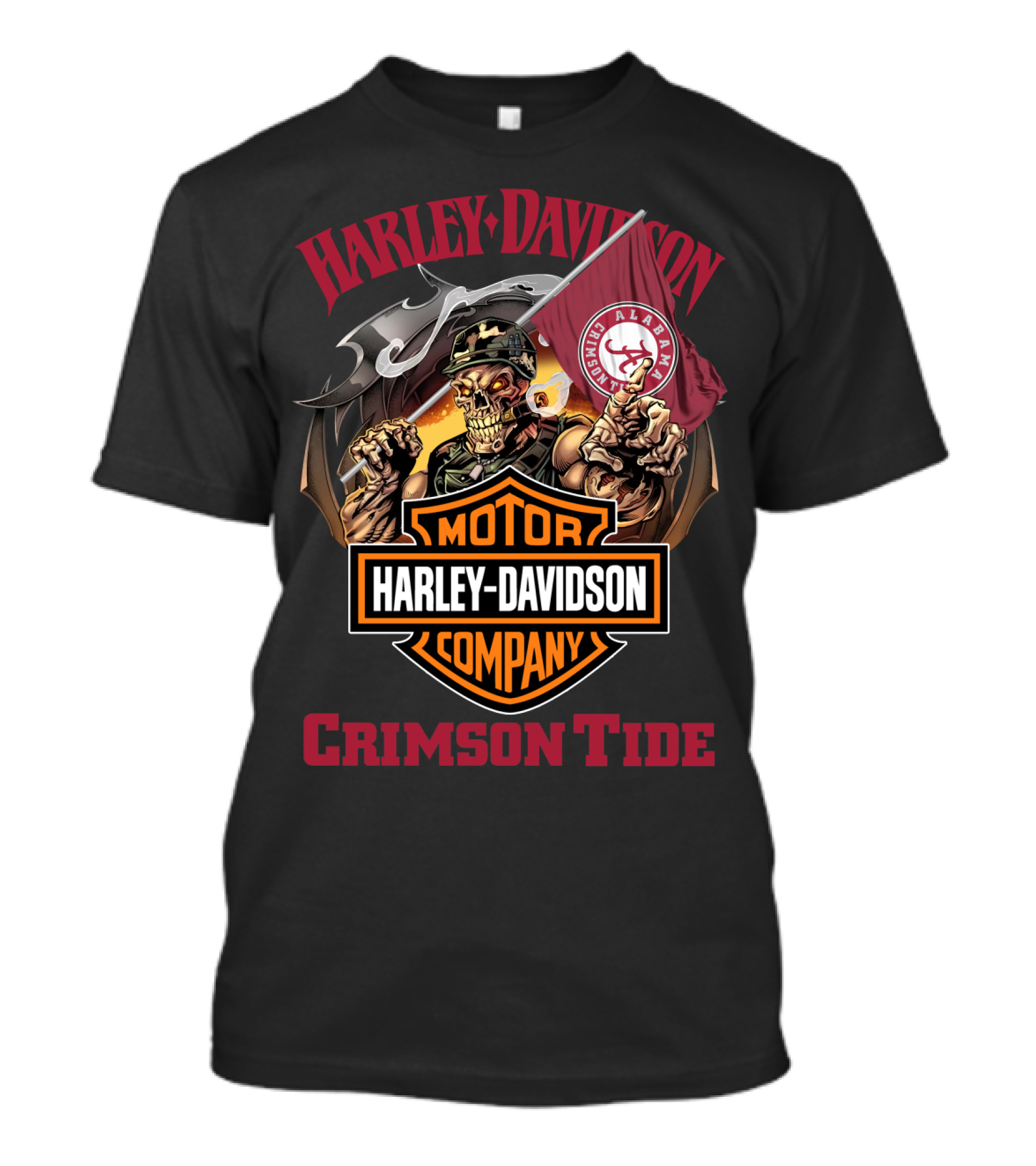 Harley Davidson Alabama Crimson Tide Skeleton Motif T-Shirt