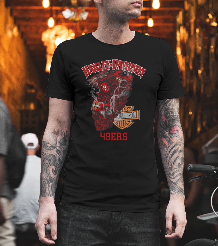 Harley Davidson San Francisco 49ers Skull Motif T-Shirt