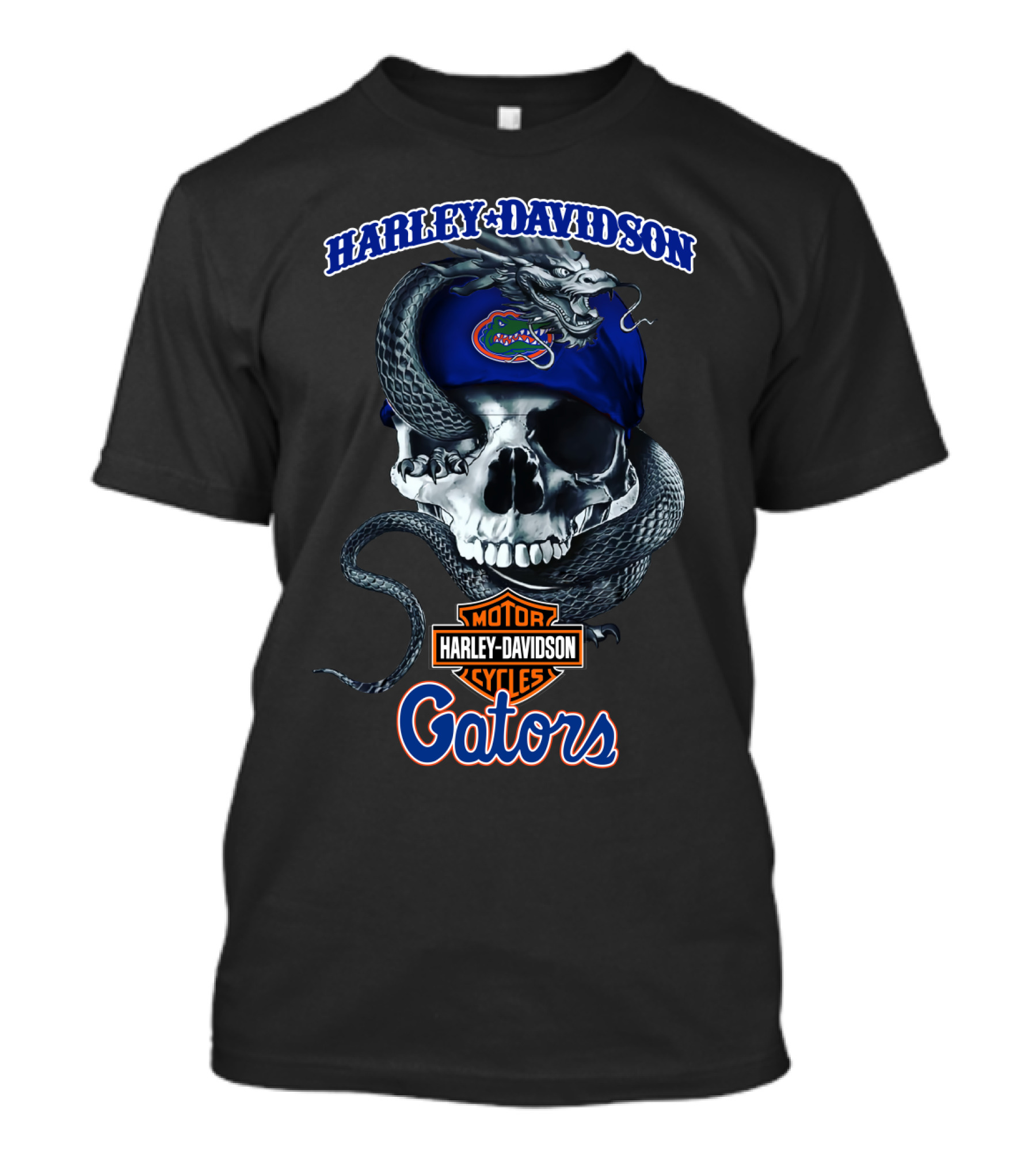 Harley Davidson Motorcycles Gators Florida Skull And Snake T-Shirt