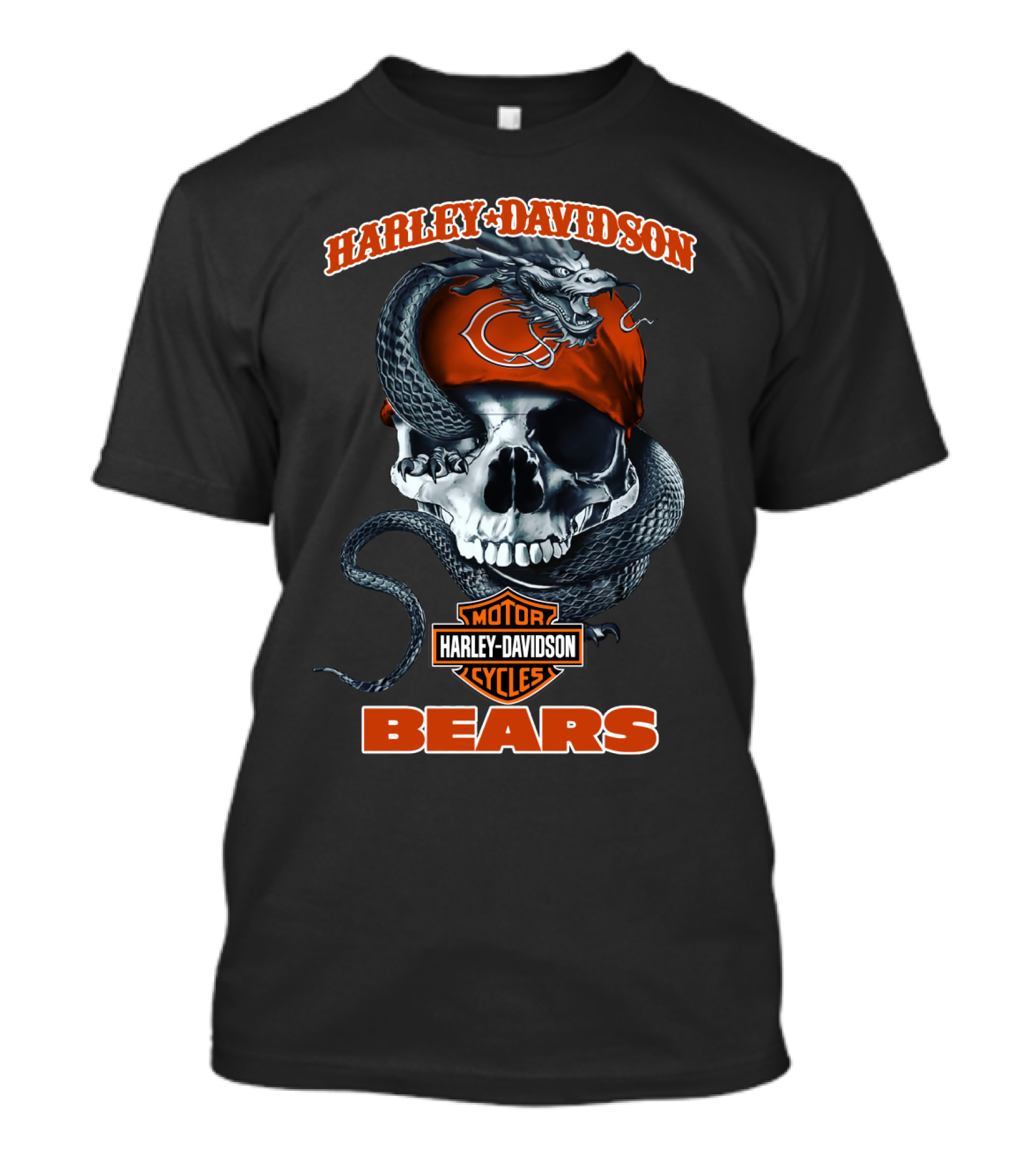Harley Davidson Chicago Bears Skull Snake T-Shirt