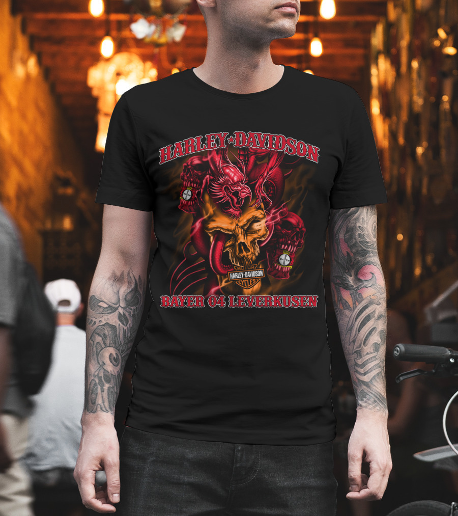 Harley Davidson Bayer 04 Leverkusen Skull Dragon T-Shirt