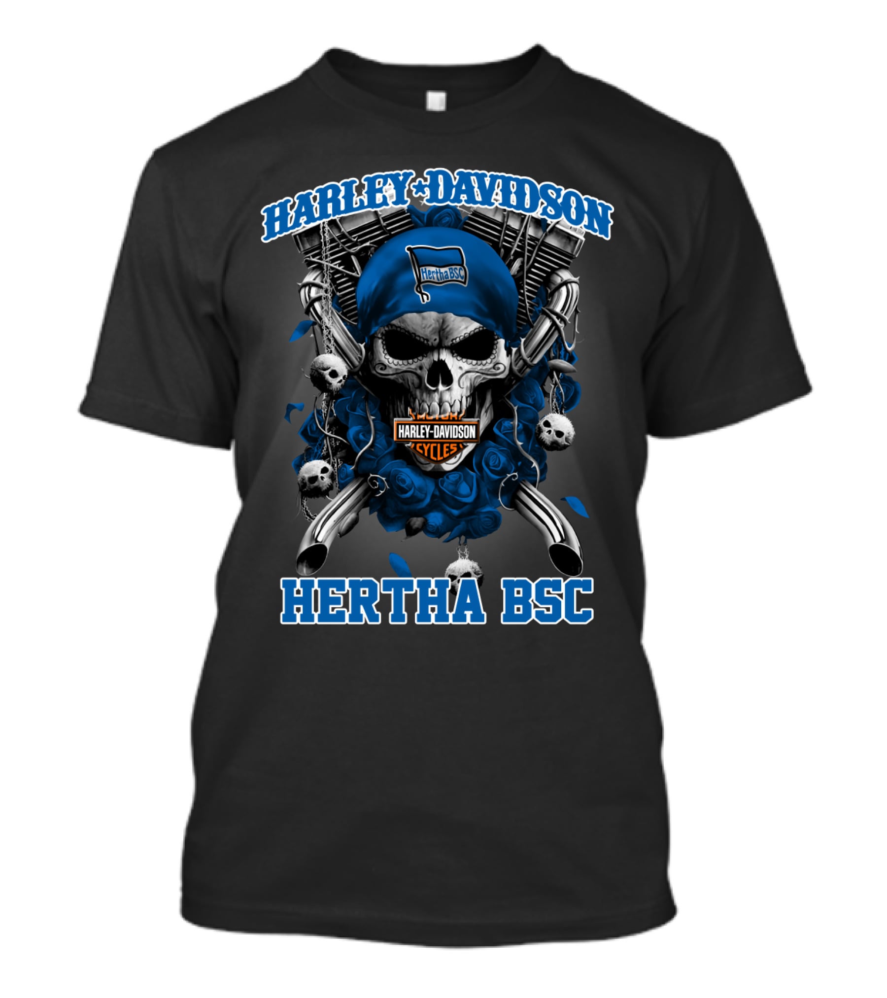 Harley Davidson Hertha Bsc Cycles Skull Flag T-Shirt