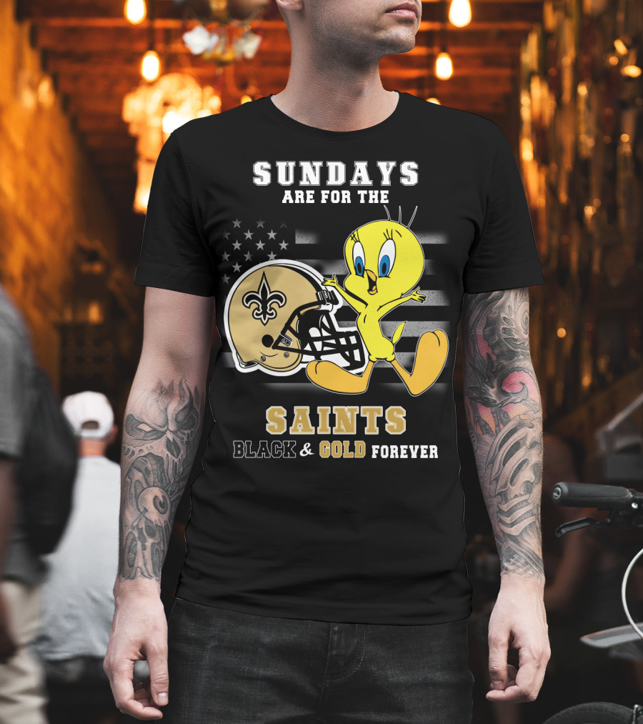 Sundays Are For The Saints Black And Gold Forever T-Shirt