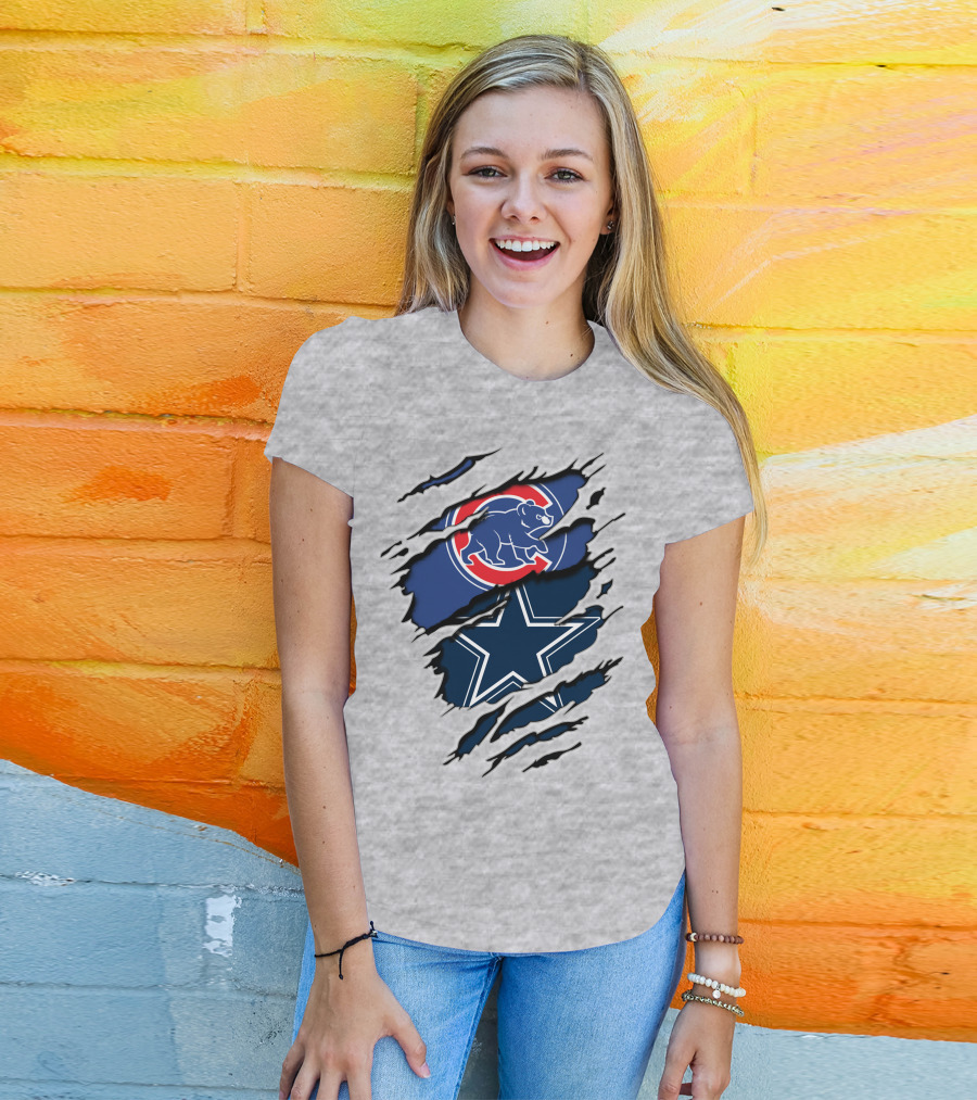 Chicago Cubs Dallas Cowboys Fan Crossover T-Shirt