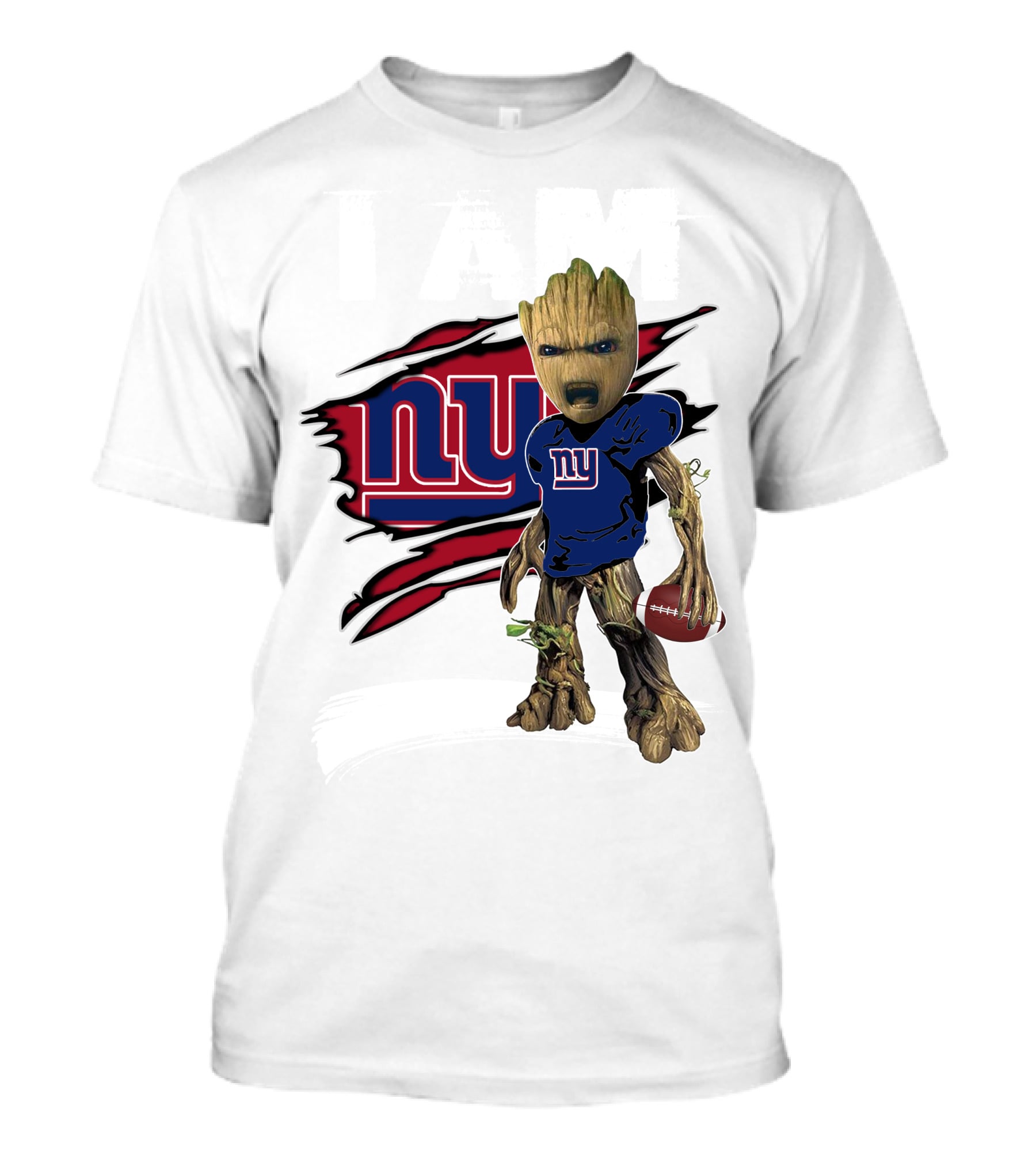I Am Groot New York Giants Football Fan Mashup T-Shirt
