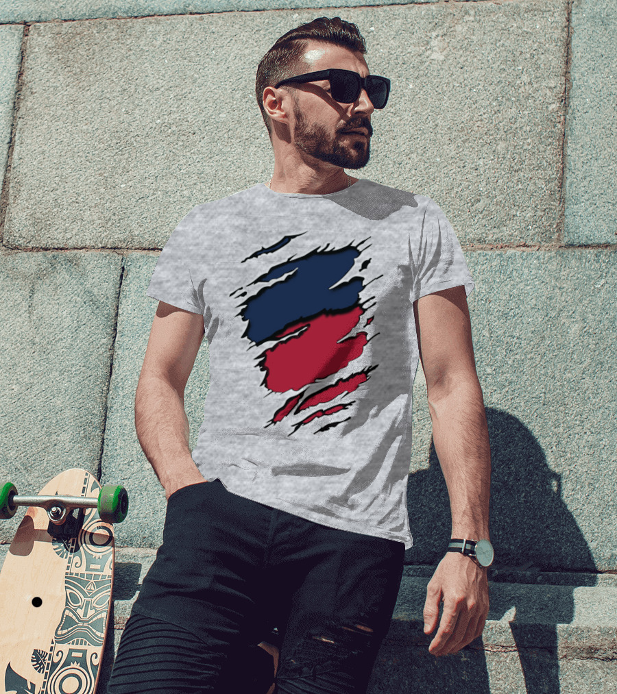Yan Gia Blue And Red Claw Marks T-Shirt