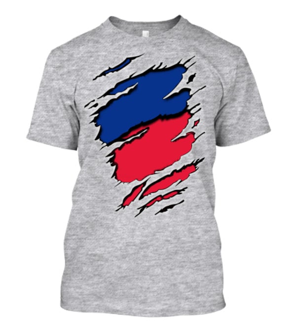 Chie Roy Blue And Red Torn Claw Scratches T-Shirt
