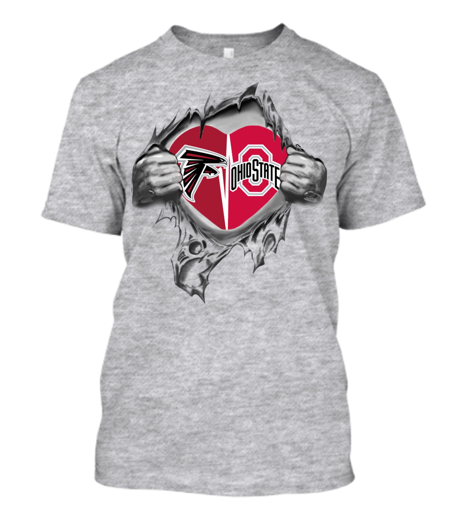 Atlanta Falcons Ohio State Buckeyes Fusion Heart T-Shirt