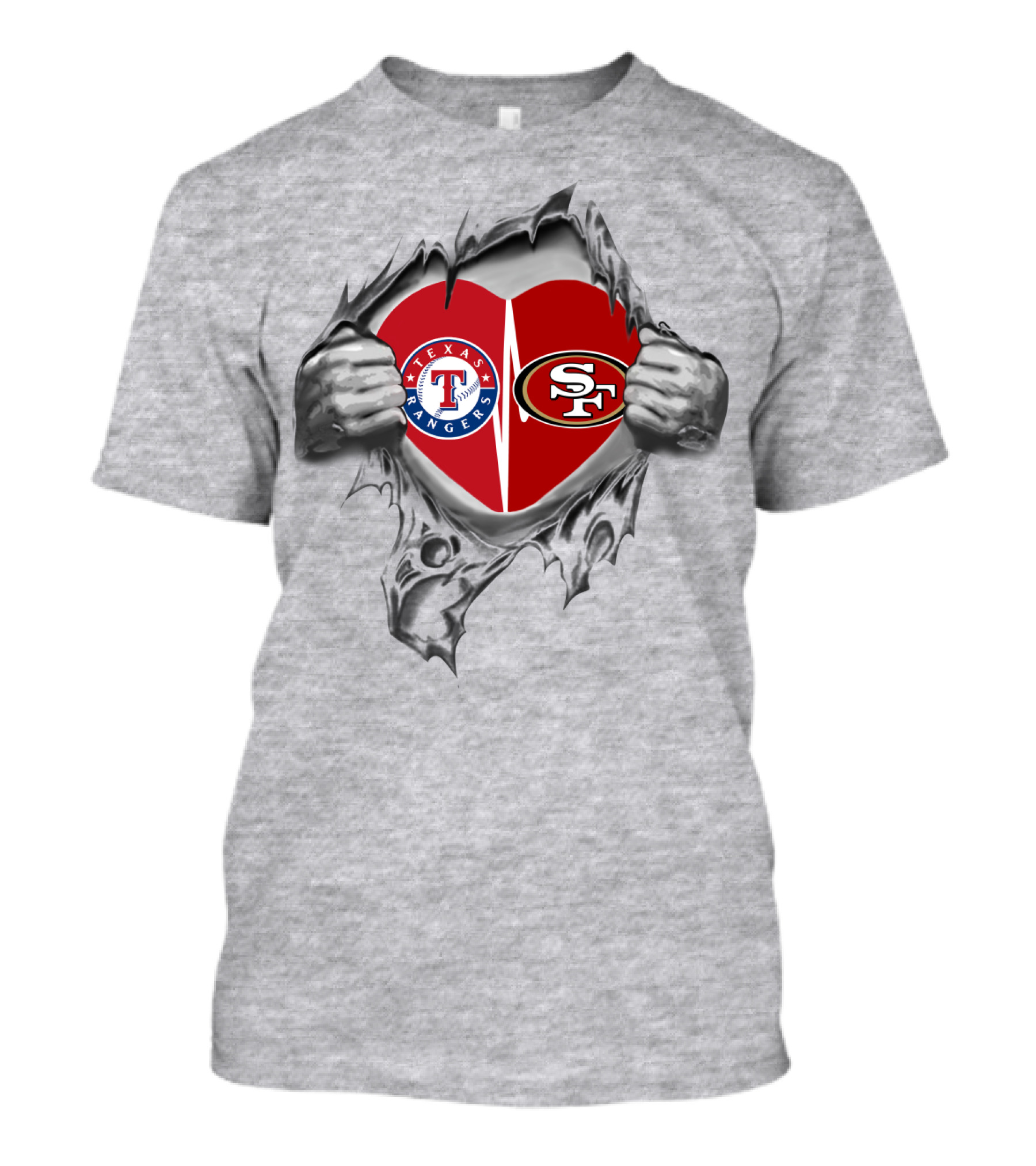 49Ers San Francisco Heart Texas Rangers T-Shirt
