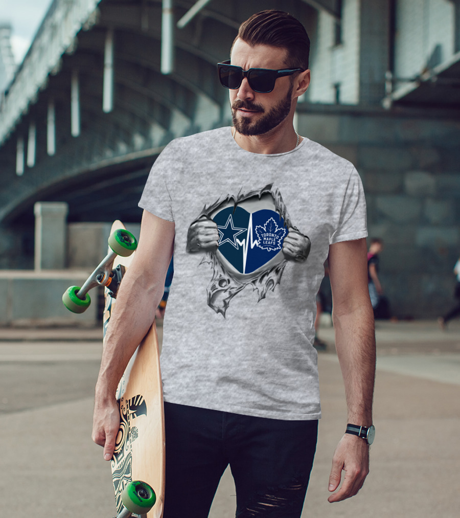 Cowboys Toronto Maple Leafs Heart T-Shirt