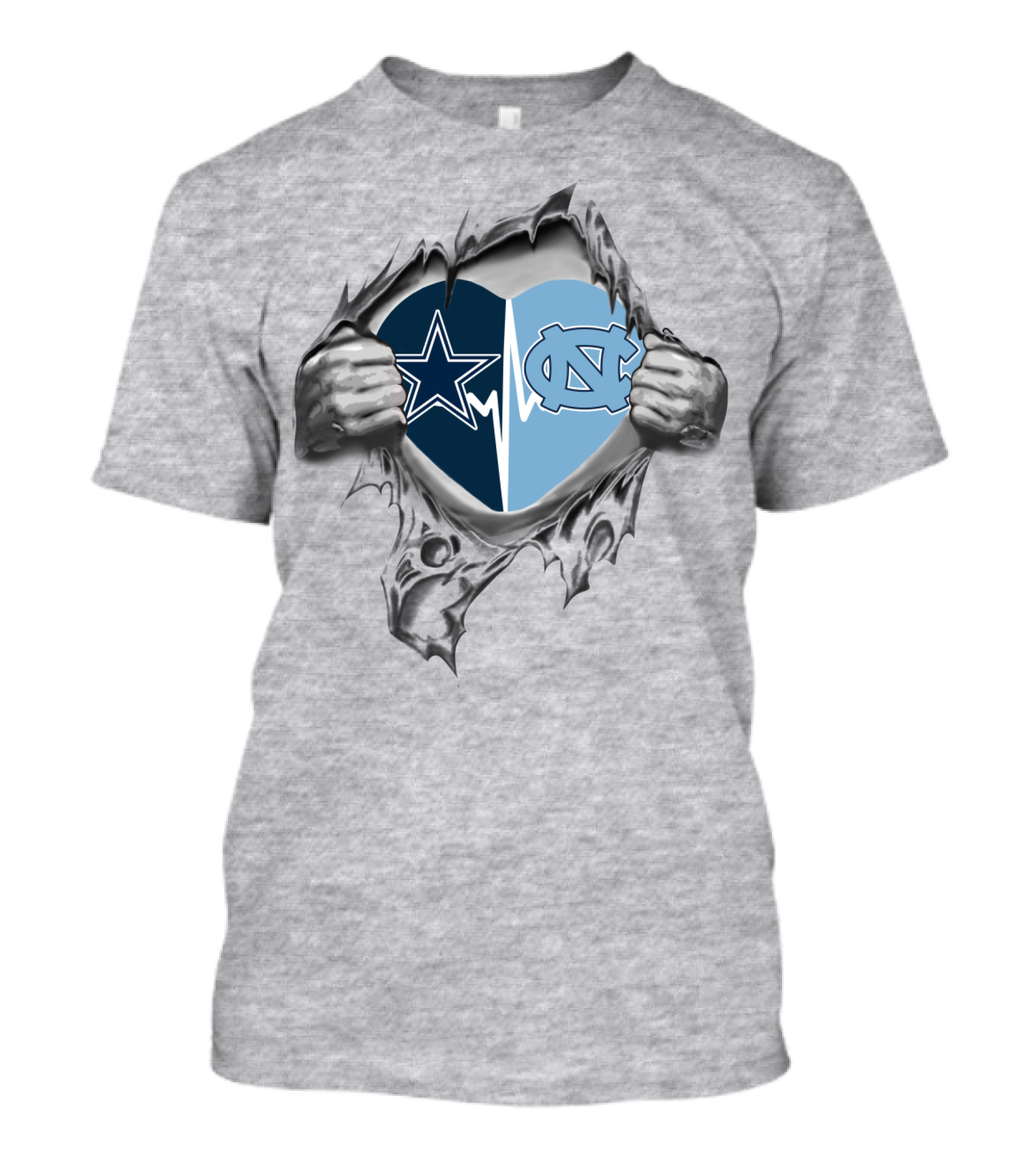 Cowboys Star Tar Heels Heartbeat Loyalty T-Shirt