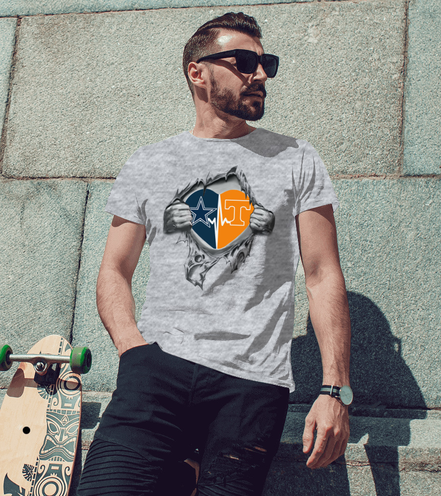 Dallas Cowboys Tennessee Volunteers Heart T-Shirt
