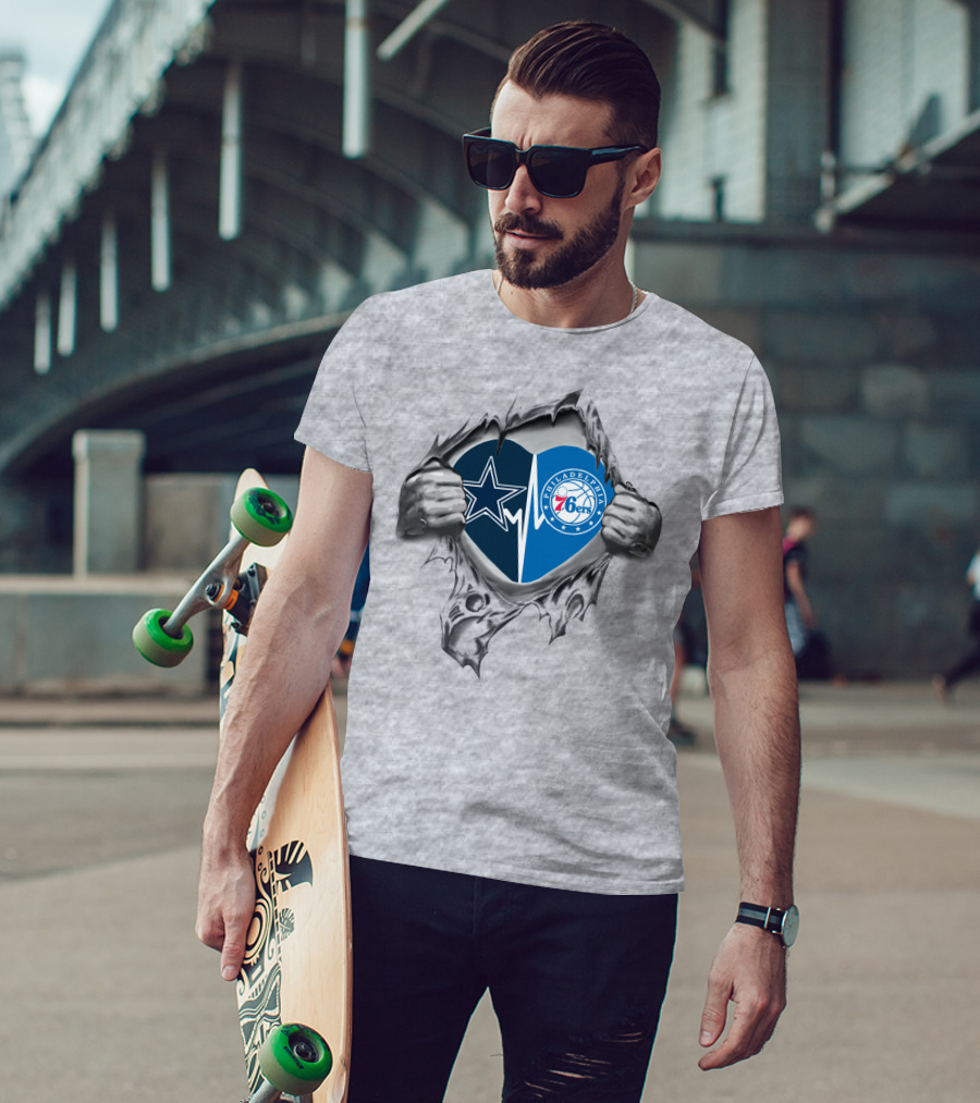 Cowboys Philadelphia 76Ers Heart T-Shirt