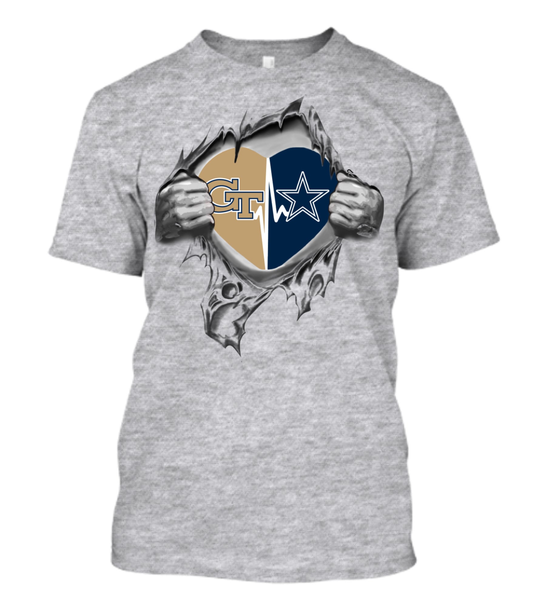 GT Cowboys Heart Split With Star And Gold Emblem T-Shirt