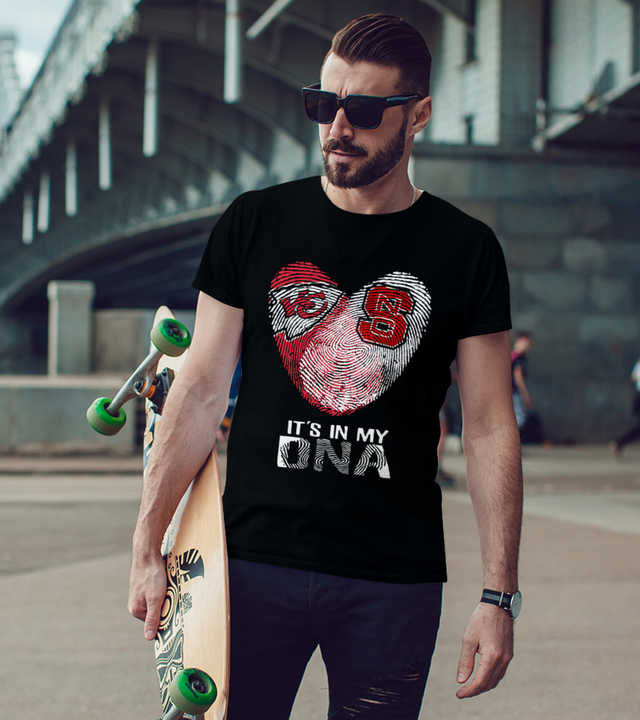 Chiefs NC State It's In My DNA Fingerprint Heart T-Shirt