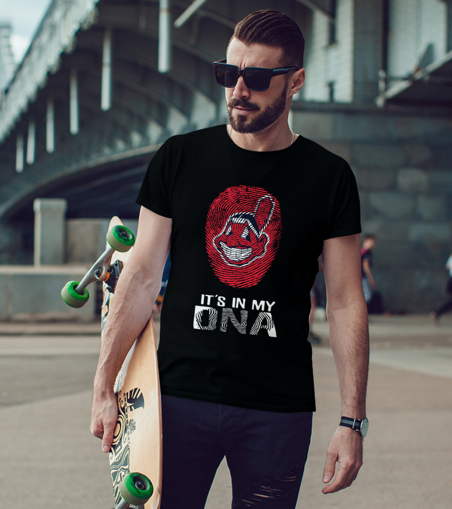 It's In My DNA Indians Fingerprint Face T-Shirt