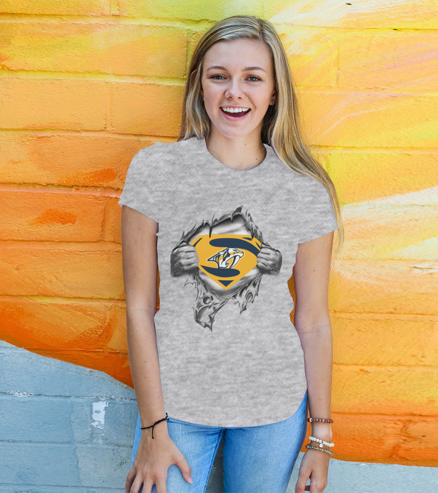 Nashville Predators Superman Logo Tear T-Shirt