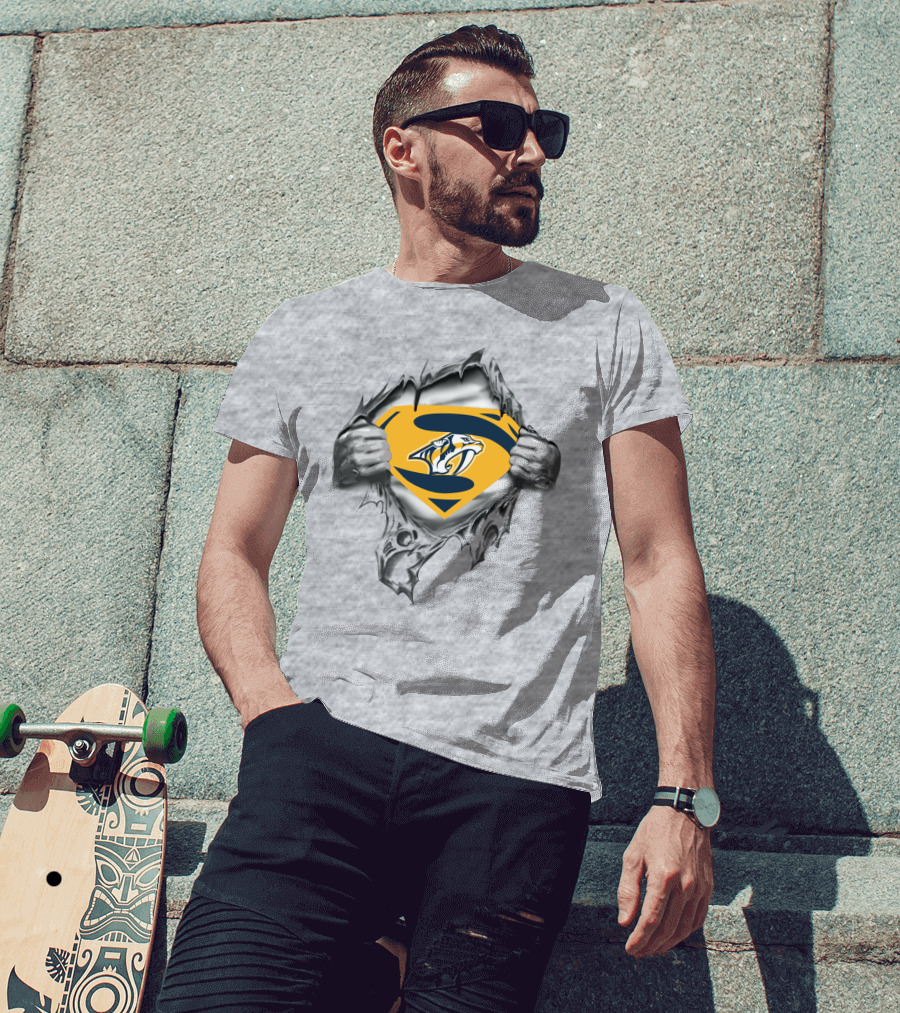 Nashville Predators Superman Logo Tear T-Shirt