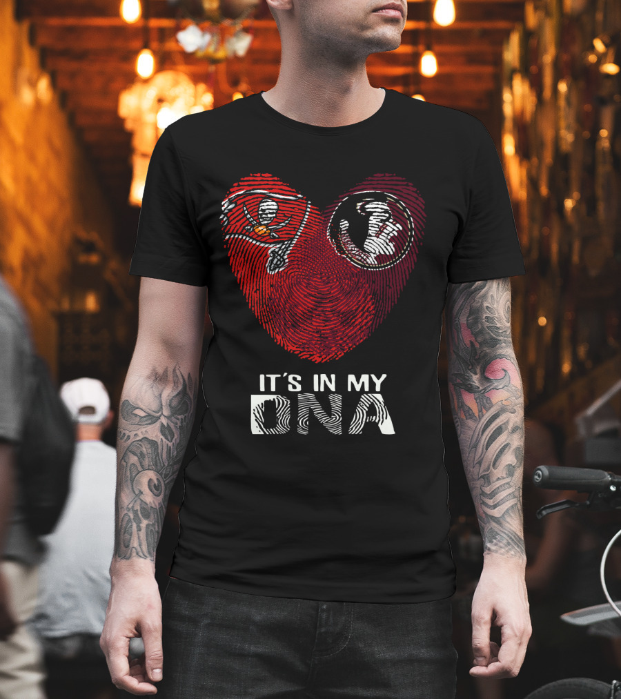 Buccaneers Seminoles It's In My Dna Fingerprint Heart T-Shirt
