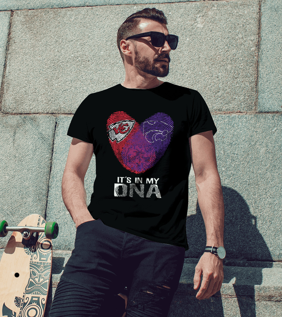 Chiefs Kansas State It's In My DNA Heart Fingerprint T-Shirt