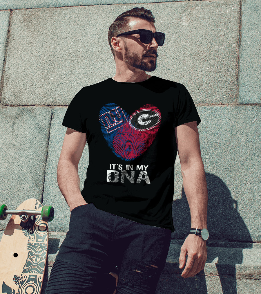 Giants Bulldogs It's In My DNA Fingerprint Heart T-Shirt