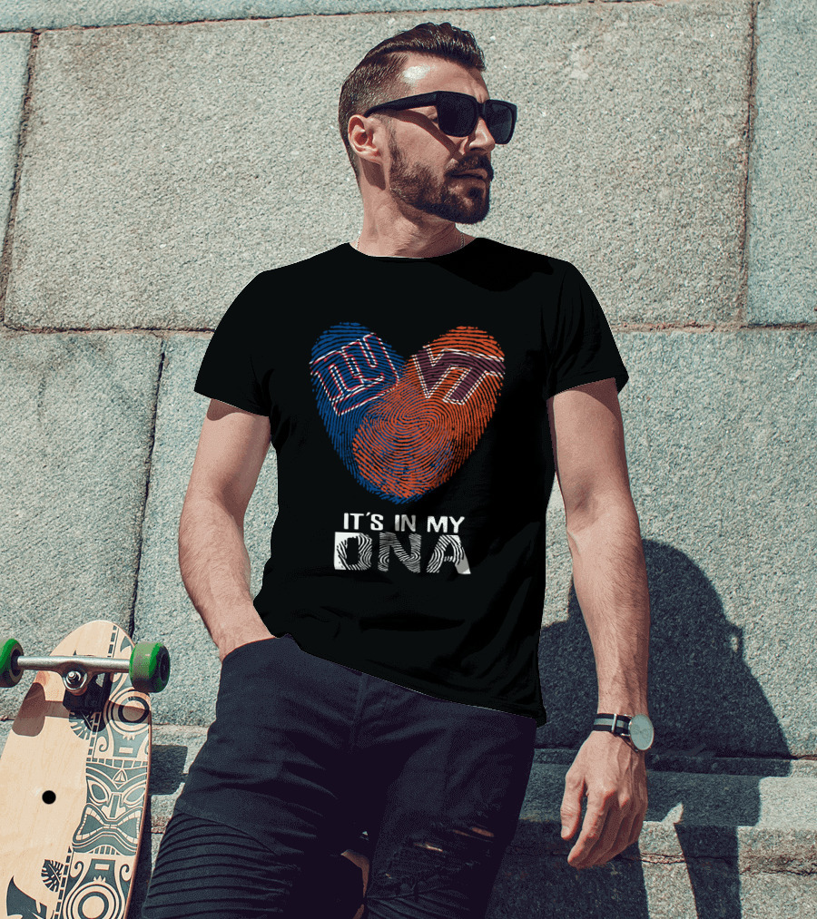 Giants VT It's In My DNA Fingerprint Heart T-Shirt