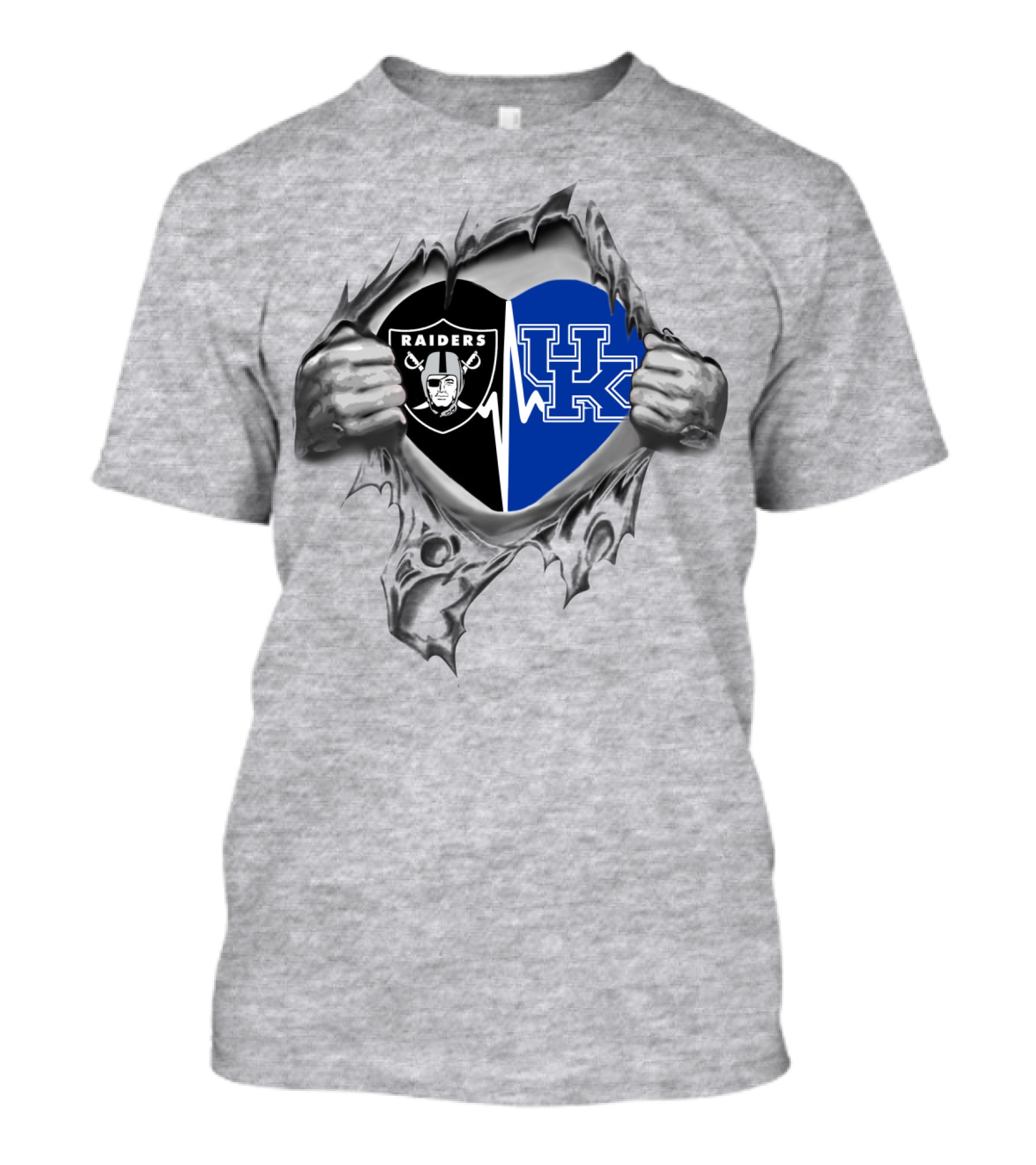 Raiders Uk Heartbeat Logo Split Kentucky T-Shirt