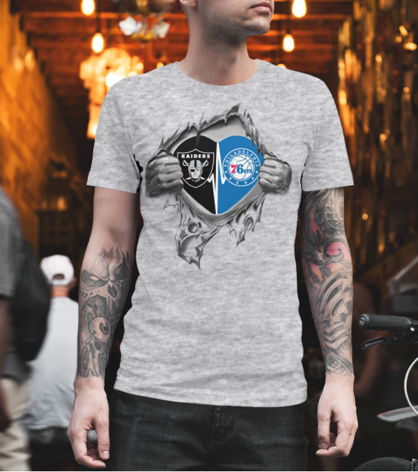 Raiders Philadelphia 76ers It's In My Heart T-Shirt Raiders Philadelphia 76ers It's In My Heart T-Shirt