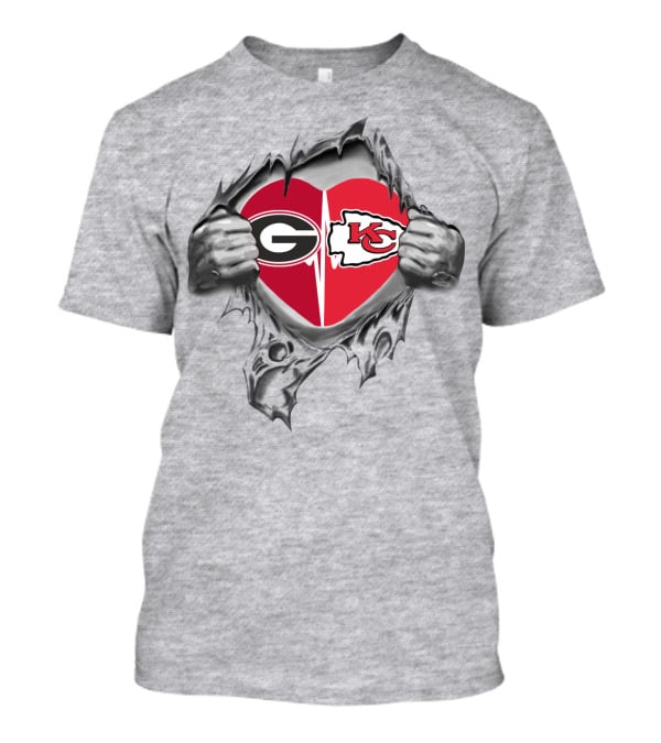 Georgia Bulldogs Kansas City Chiefs Heart Loyalty T-Shirt