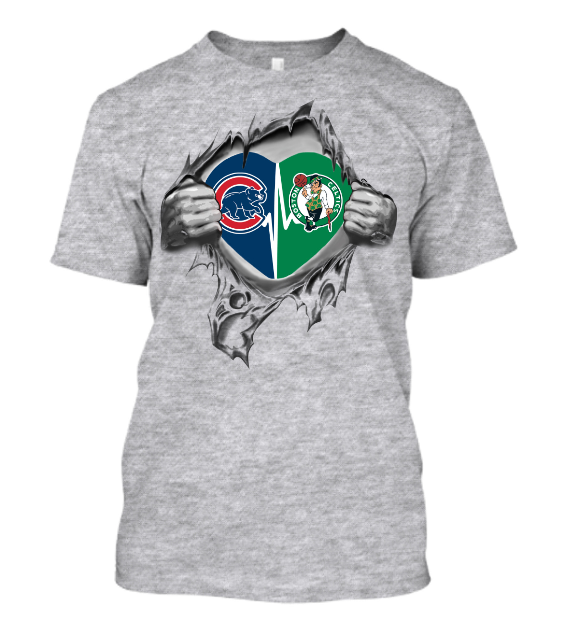 Cubs Celtics Heart Torn Open T-Shirt